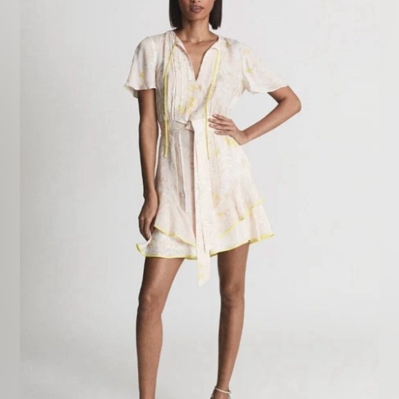 Reiss Carlotta Tie Waist Flippy Mini Dress Size 14 - Picture 11 of 11